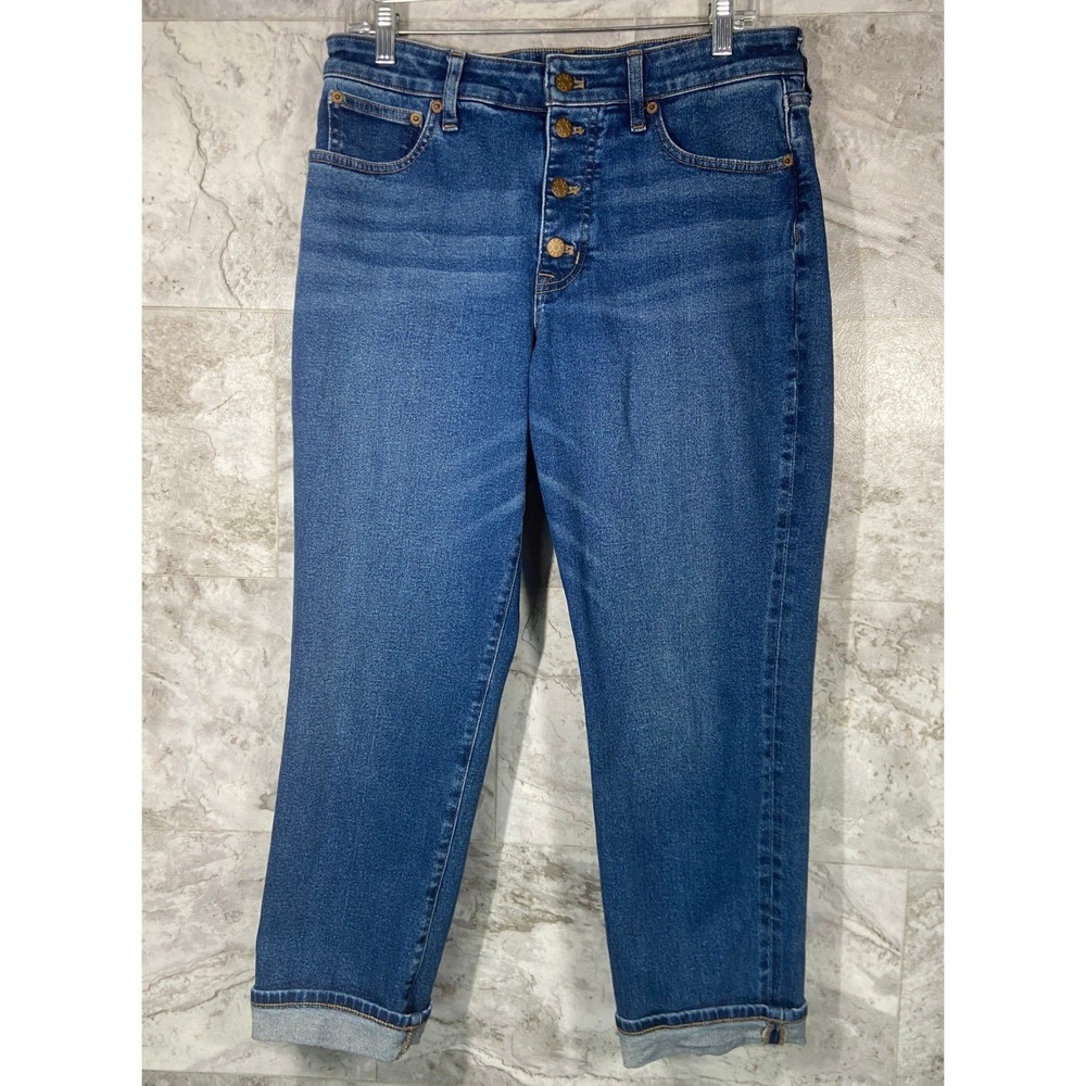 J. Crew Curvy Essential Straight Leg Jeans Medium Wash Button Fly Size 29